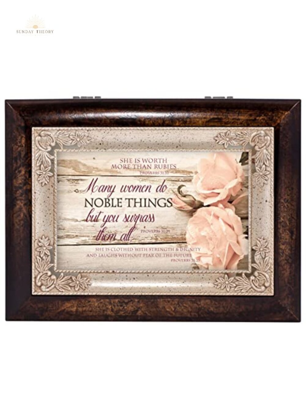 Burlwood Musical Jewelry Box Plays Amazing Grace